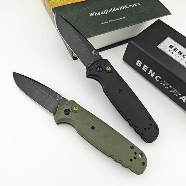 BM4300 CLA Premium Folding Knife, Stonewash Blade G10 Handle Outdoor Utility Survival Pocket Knife for Hiking Fishing Camping