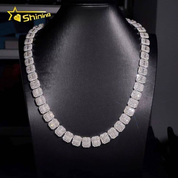 Fine Jewelry Iced Out Top Quality 925 Sterling Silver 13mm Moissanite Cuban Chain Necklace