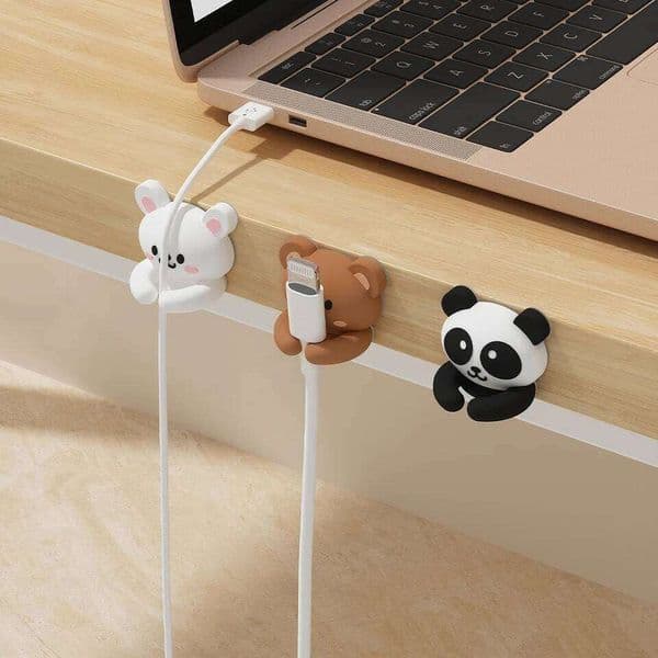 WORTHBUY Cute Desktop Managers Self-Adhesive Wire Cord Management USB Data Cable Clips Holder Office Desk Accessories