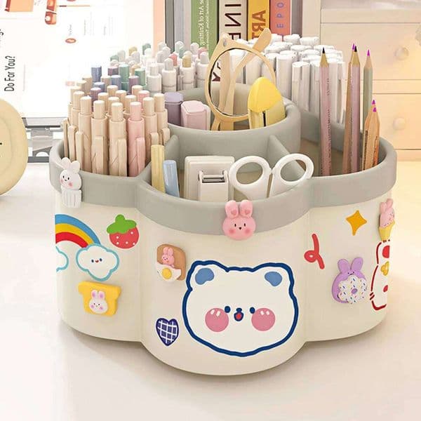 Rotating Holder Desk Organizers Large Capacity Pen Storage Cosmetic Brush Organization Box Study Dormitory Accessories
