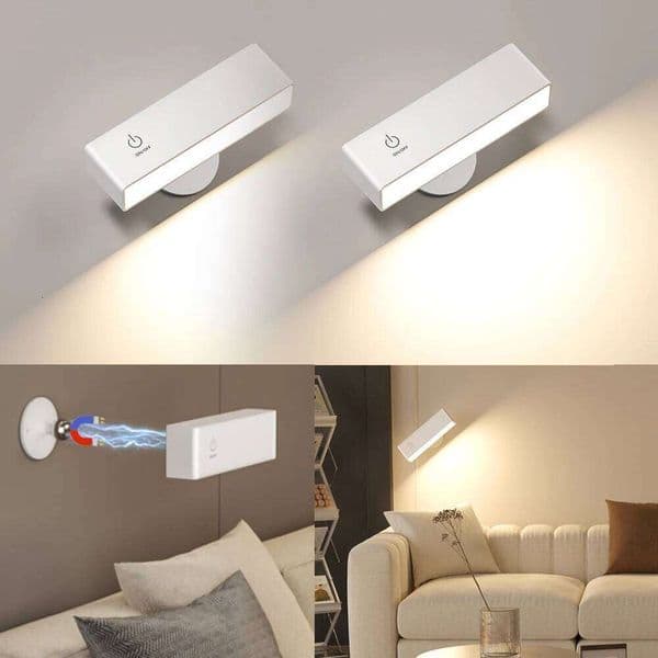 Reading Touch Rechargeable Magnetic & Dimmable 360° Rotation Portable Night Light Cordless Wall Lights