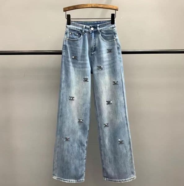 Luxury Womens Jeans for European-style retro cross embroidery Designer blue Denim Pant Super women's loose jeans