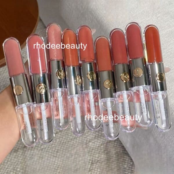 2*3ml Double Touch Lip Gloss Brand Makeup 8 Colors Moisturizer Liquid Lipstick Cosmetics free ship