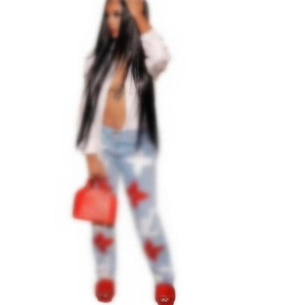 Women's Jeans 2026 Luxury Designer Flower Print Jean Pants Oversized Streetwear Straight Casual Women Denim Trousers