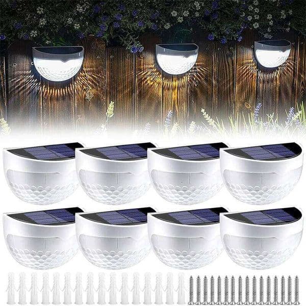 6Pack LED Outdoor Wall Energy Garden Lamps Waterproof Solar Fence Lamp Christmas Decoration Festoon Led Light