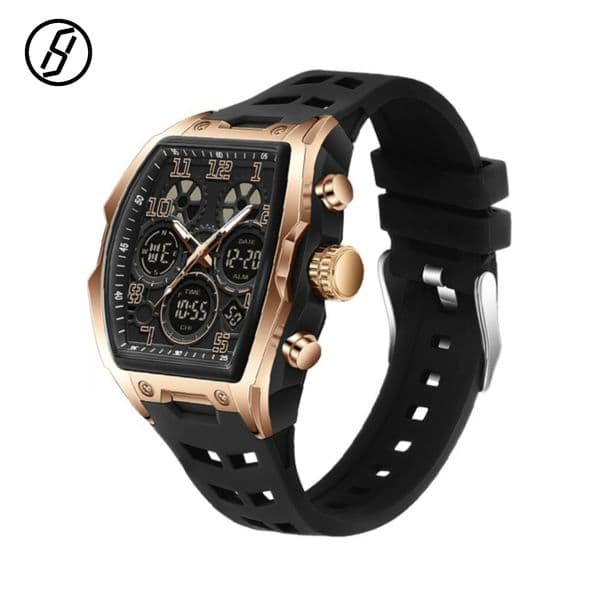 2026 New Sports Tonneau Watch Chronograph Multi-Function Luminous Digital Electronic Watch Original Design Watch Wholesale