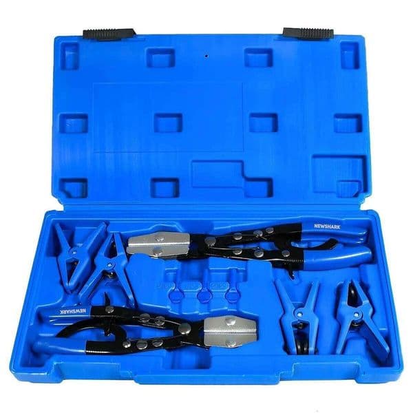 9pcs Ratcheting Hose Pinch Off Pliers Set, 8inch 10inch hose clamps pliers and 4pcs Steel Line Stopper Kit