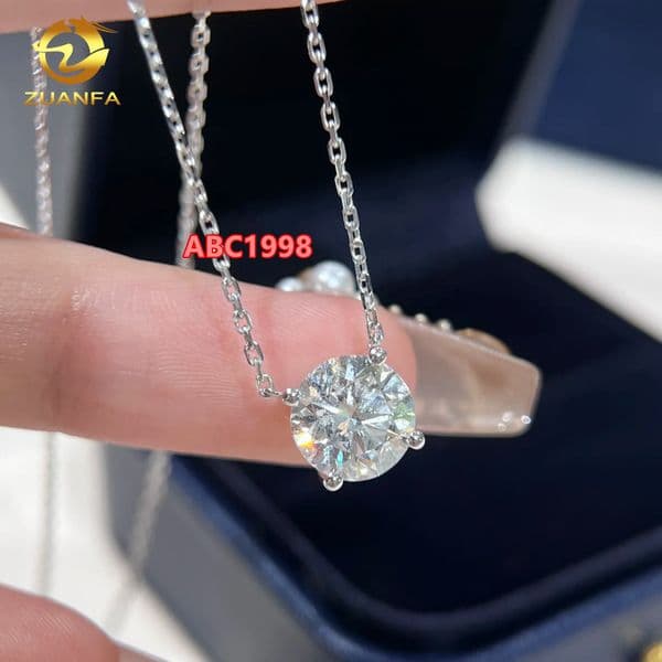 Women Classic Diamond Necklace 14K White Gold IGI Report Lab Diamond 1CT CVD Solitaire Necklace