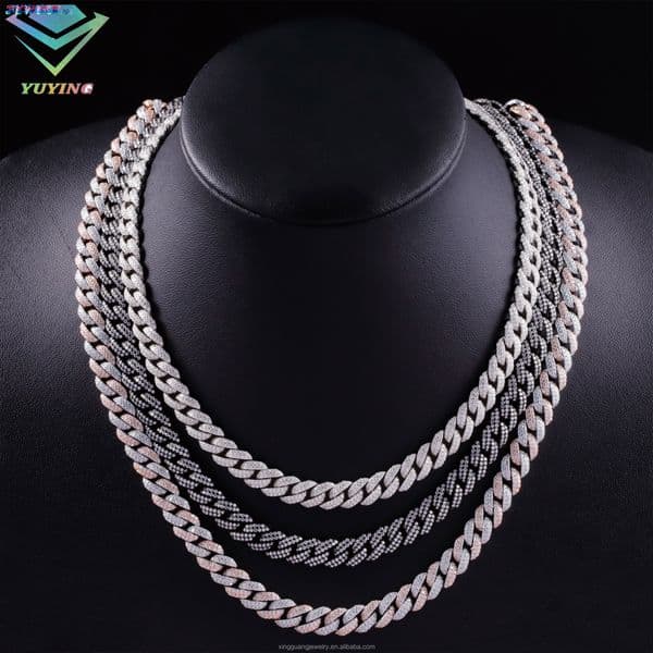 9mm Silver Iced Out High-end Hip Hop Diamond Necklace Moissanite Cuban Chain VVS Moissanite Cuban Link Chain