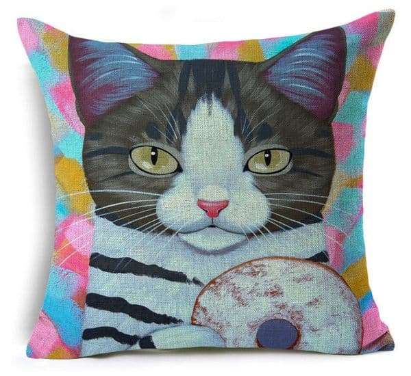 Cat Pillow Case 45x45CM Cute Kitten Cushion Cover For Sofa Bed Home Decor
