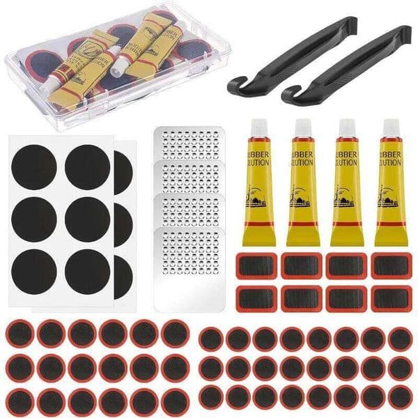 Bicycle Motorcycle Tire Tools with Vulcanizing Patches Glue Fluid Metal Rasp for Cycling Puncture Repair Maintenance