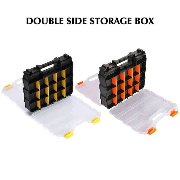 2 Side Tools Organizer Plastic Small Parts Storage Case Portable Tool Box Toolbox Container for Screws Nuts Nails Bolts