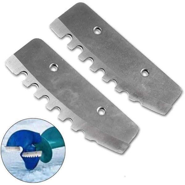 2pcs 8 inches Replacement Blades, Stainless Steel Ice Auger Blades with pointed and serrated edge