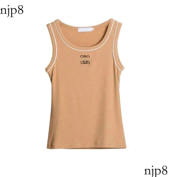 Designer suspenders new female relief summer foreign style top knitted short sleeveless bottom Threaded beauty back embroidery design vest