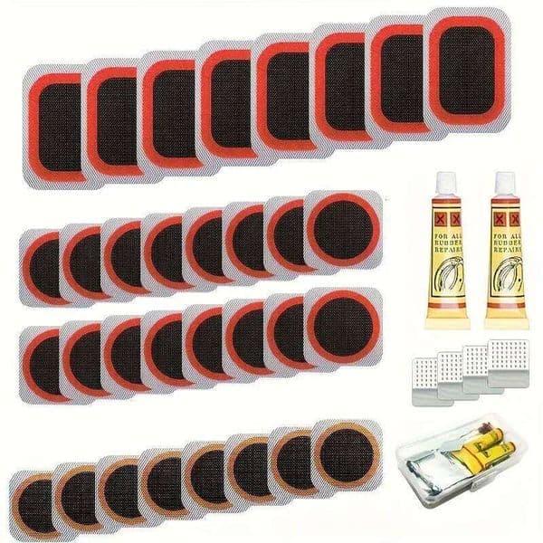 Professional Bike Repair Kit Vulcanizing Patch Set for Emergency Bicycle Tube Puncture Fix on Road/Mountain Bikes