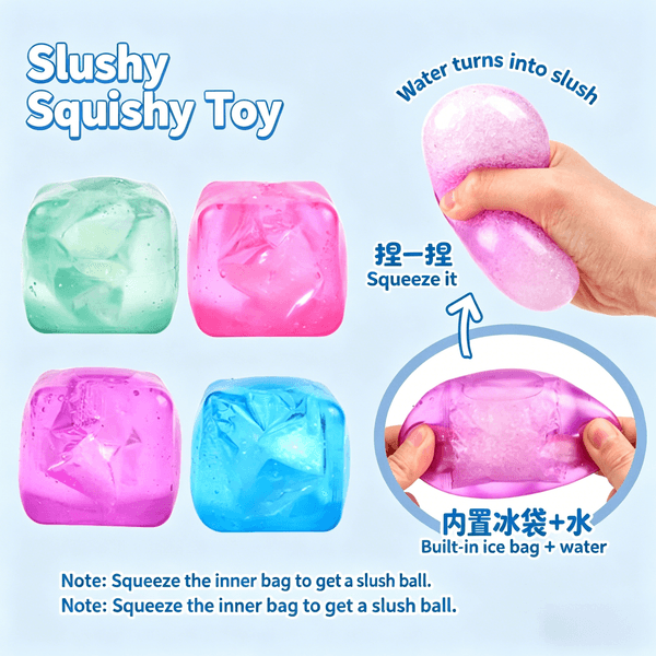 Breaking and squeezing mud cube toys, built-in ice packs to turn water into mud, stress relieving balls, sensory toys for children and adults