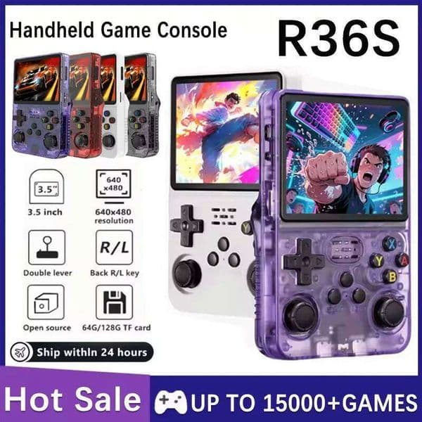Retro Handheld Game Console R36S 3 5 Inch IPS Screen 64GB 128GB 256GB Portable Gaming Device with Built in Games S260504