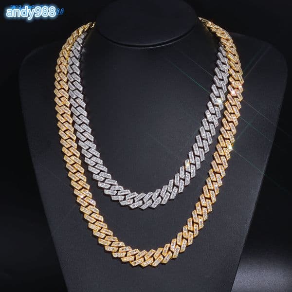 New Arrival Heavy Chunky Iced Moissanite Cuban Link Chain 925 Silver 18K Gold Plated Hip Hop Custom Miami Necklace VVS1 GRA