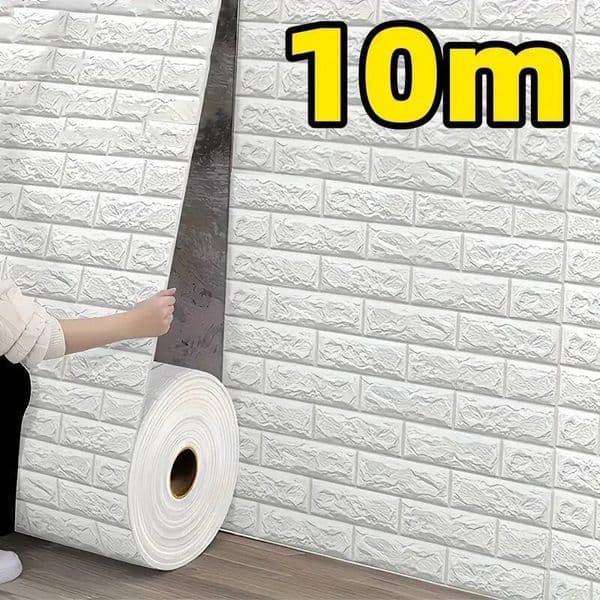 10M 3D Self-Adhesive Brick Pattern Panels Wallpaper DIY Waterproof For Living Room Bedroom Kitchen Background Wall Decor