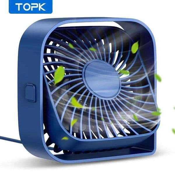 TOPK Mini Portable Fan,USB Desk Table,Quiet 3 Speed Wind Personal Fan 360°Rotatable Head Standing Fans for Room Camping Hom