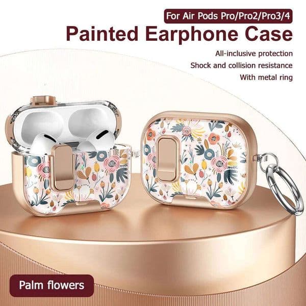 Funda Pro 2 3 Case With Phone Holder Headphone Cover For AirPods 4 Pro3 Cases Security Lock Earphone Coque Sleeve 26W0505