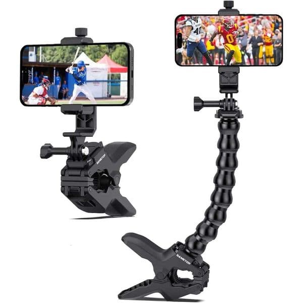 Gooseneck Holder Clamp Clip Mount Cell Phone Stand for Desk Pole Table Compatible with iPhone Samsung GoPro