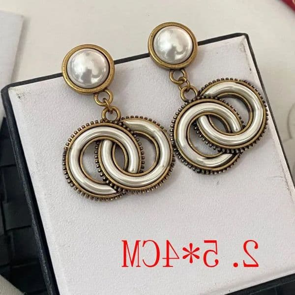 Never Fading Geometry Designer Ear Stud Earrings Crystal Pearl Copper Stamp Letter Earring Fashion Womens Elegance Wedding Party Jewelry Accessories