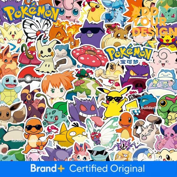 100 Sheets of Stickers, Pokemon Pikachu DIY Decoration, Cute Cartoon Elf Journal Stickers