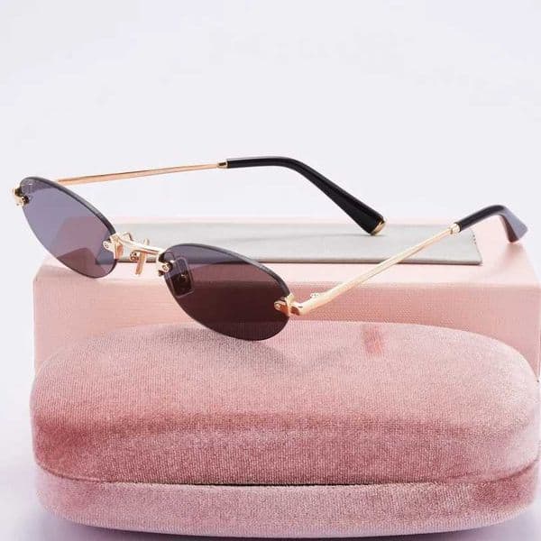 Gradient color small frameless sunglasses fashion designer womens sunglasses oval brand mens sunglasses UV400 neutral beauty