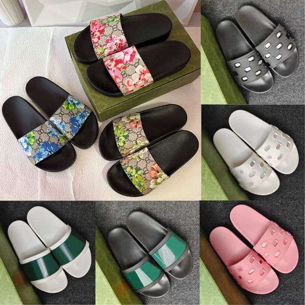 Top Quality Designer Slippers Mens Womens Slides Floral Flat Gear sole Luxury Sliders Summer Beach shoes pantoufles claquettes Rubber Slippers Slide Sandal 004
