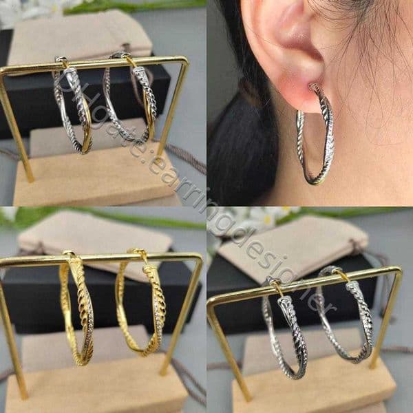 42mm earrings designer for women 925 Sterling Silver Fashionable luxury jewelry Round Simple Big Round Twisted Irregular diamond earring Girls Holiday Gifts