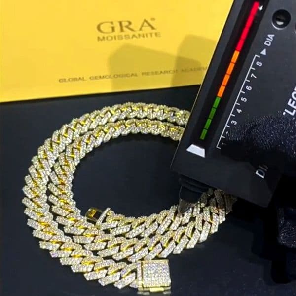 Moissanite Chain Gold Silver Chains Necklace For Mens Womens Miami Cuban Link Chain Bracelets Necklace Jewelry 10mm