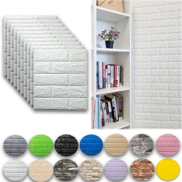 10Pcs 3D Foam Wall Stickers Self-Adhesive Decor Room Waterproof Peel And Stick Brick Wallpaper For Interior Decoration