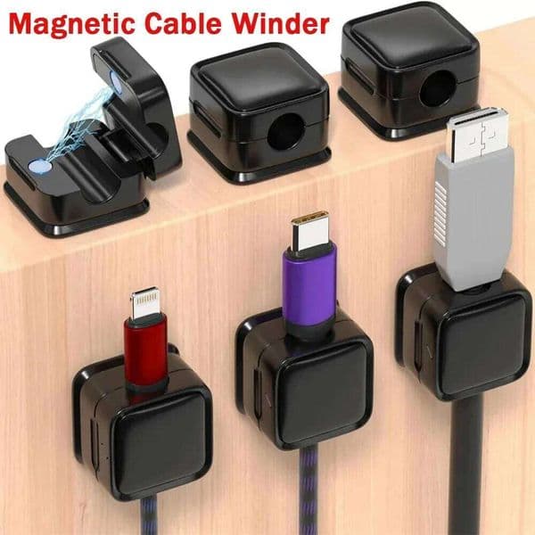 1/3/6 PCS Magnetic Organizer Clips Management Wire Keeper Wall Data Cable Winder Adjustable Cord Holder Under Desk