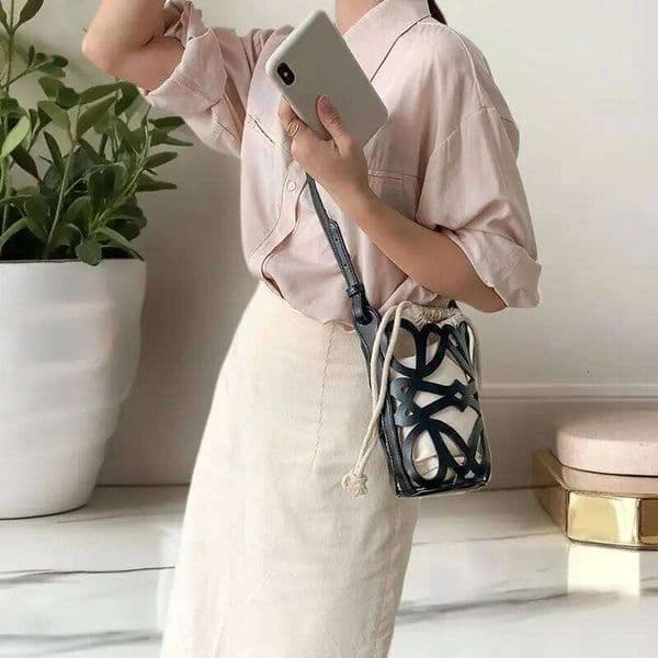 Stylish French Bucket Bag with Drawstring Women; Versatile Canvas Shoulder Purse Gift for Ladies