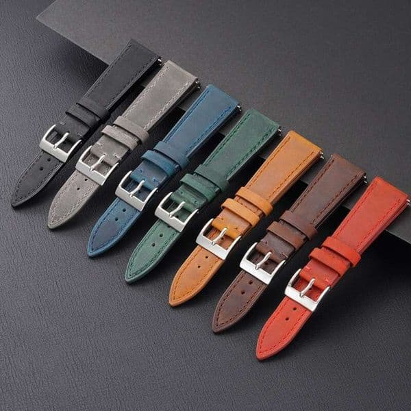 Top Layer Crazy Horse Pointed Tail Suitable for 19MM 21MM Soft Men and Women Retro Genuine Leather Pin Buckle Watch Strap