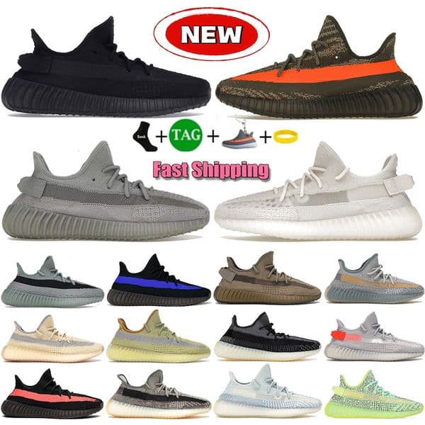 Designer shoes 350 boost running shoes v2 men women outdoor breathable flats shoe black white bred fashion comfort sneakers mesh mens sports trainers sneaker