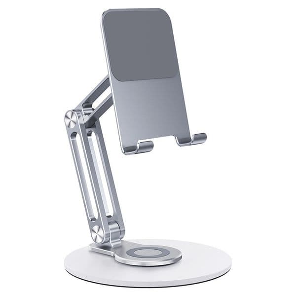 Multi-Angle Metal Desk Holder - Portable Tablet & Phone Support w/ 360 Degree Swivel Functionality
