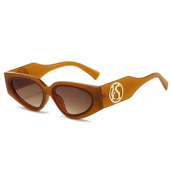High Quality small-frame square wide-leg cat-eye sunglasses, unisex, stylish trendy streetwear, suitable for travel and sun protection