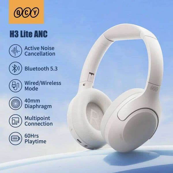 QCY H3 Lite ANC Wireless/Wired Headphones BT 5.3 Foldable Over Ear Headset HIFI Sound 60H Playtime Earphones Dual Connect 26W0507