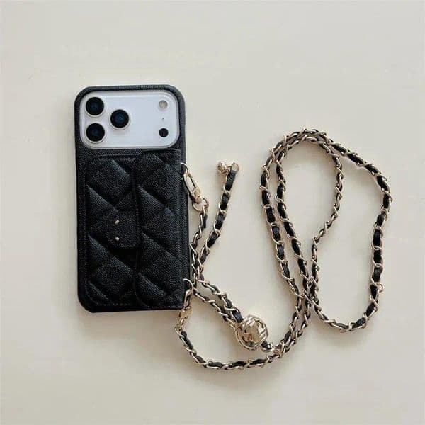 CCC Phone Cases for iPhone 17 Pro Max 16 Pro Max 15 14 13 12 11 16 Plus Case Card Holder Luxury Handbag Wallet Case Chain Lanyard Coque Funda