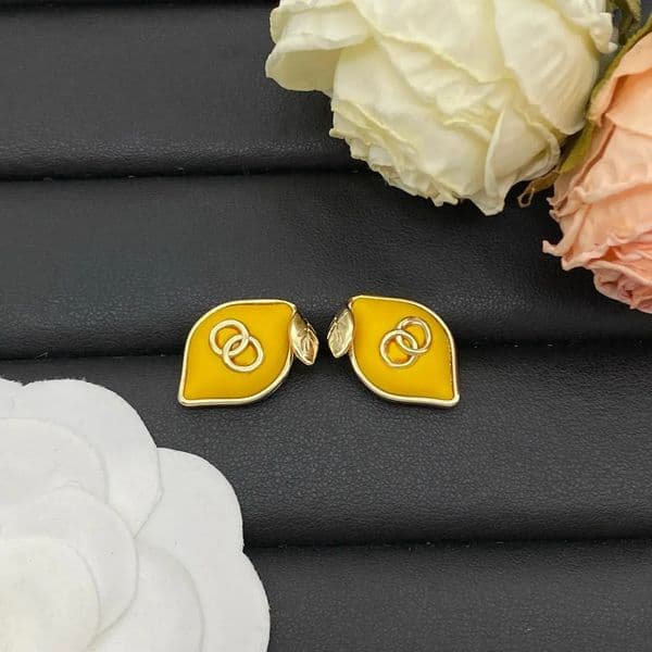 Never Fading Lemon Style Designer Earrings Pearl Ear Stud Copper Stamp Letter Earring Fashion Womens Elegance Wedding Party Jewelry Accessories