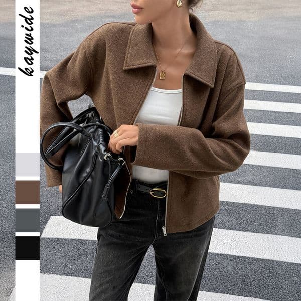 Diyun Casual Solid Color Long Sleeve Jacket Womens Clothing 2025 Autumn Winter 240307