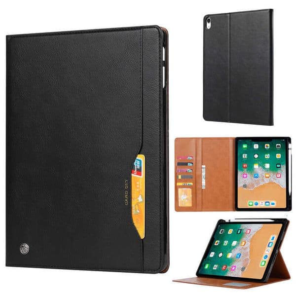 Suitable for Apple iPad mini6 classic leather with pen card slot, tablet cover, flip stand, mini protective case