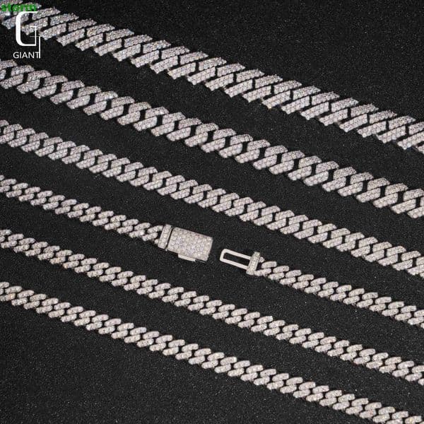 US Stock 6/8/10/12mm VVS Moissanite Cuban Link Chains 925 Silver Cuban Necklace HipHop Moissanite Cuban Chains Past Diamond Test