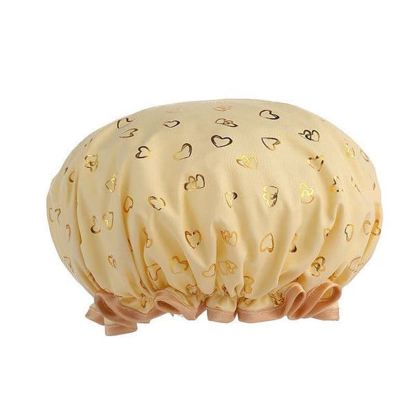 Shower Cap Waterproof Bath Hat Double Layer Women Supplies Printing Hair Cover Bathroom Accessories Shampoo Fume-proof Caps HZ161