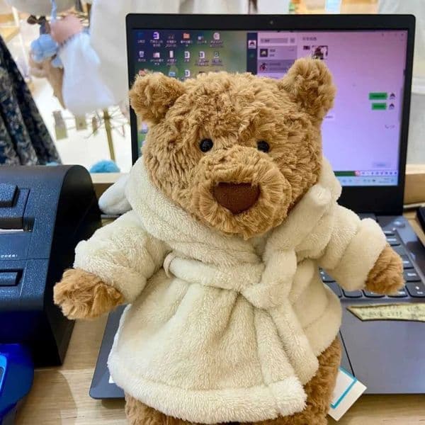 Movies & TV Plush toy Bathrobe Bear Barcelona Bear Super Cute High-Value Ins Plush Toy Baby Comfort Toy Internet Celebrity Doll