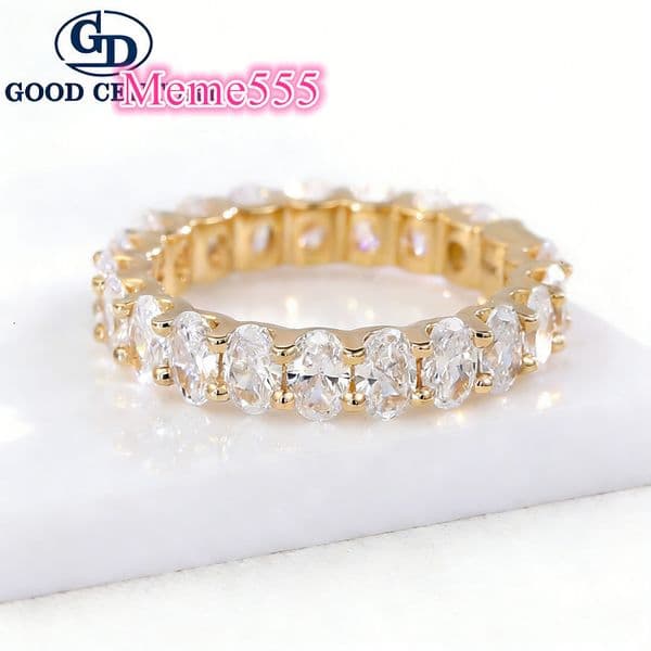 Good Century Infinity Thin Band Oval Cut Lab Grown Diamond Bridal Fashion Ring for Men or Women 18K Gold Wedding Fine Jewelry
