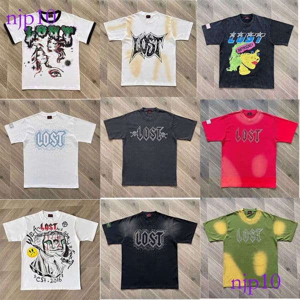 Lost intricacy patchwork rhinestone printed pure cotton casual short-sleeve T-shirt