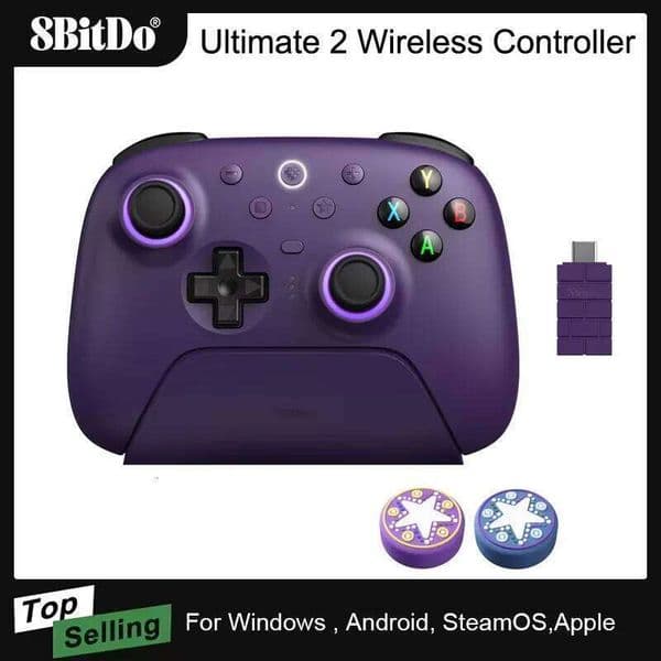 8BitDo Ultimate 2 Wireless Game Controller Windows 10/11 2.4G Gamepad TMR Joystick with Charging Dock for Android PC Steam S260506